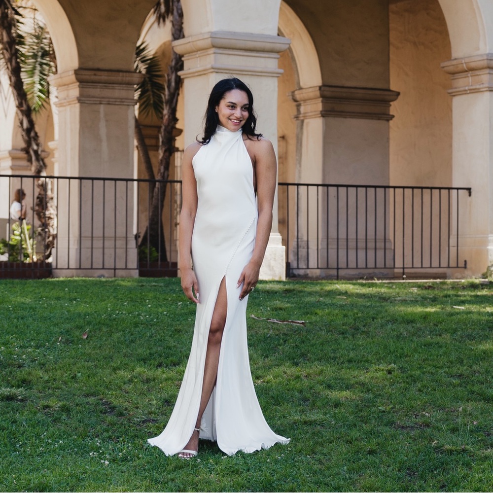 White Satin Open Back Bridal Dress - SAU LEE from Anthropologie